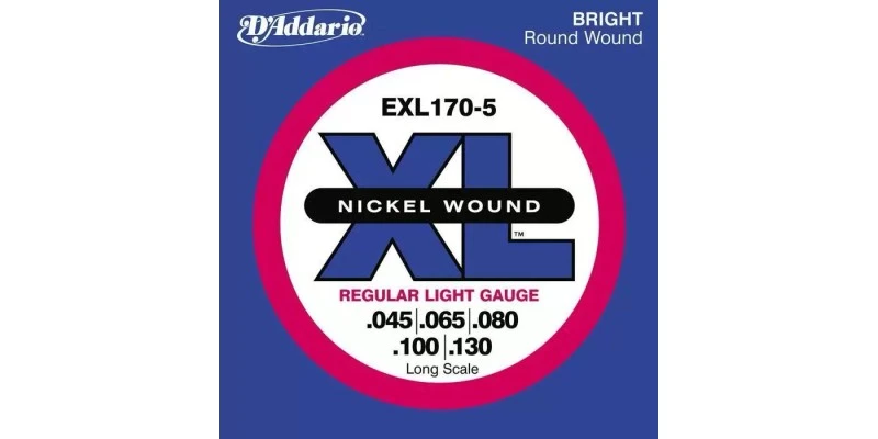 D'Addario EXL170-5 Nickel Wound 5-String Bass, Light, 45-130, Long Scale