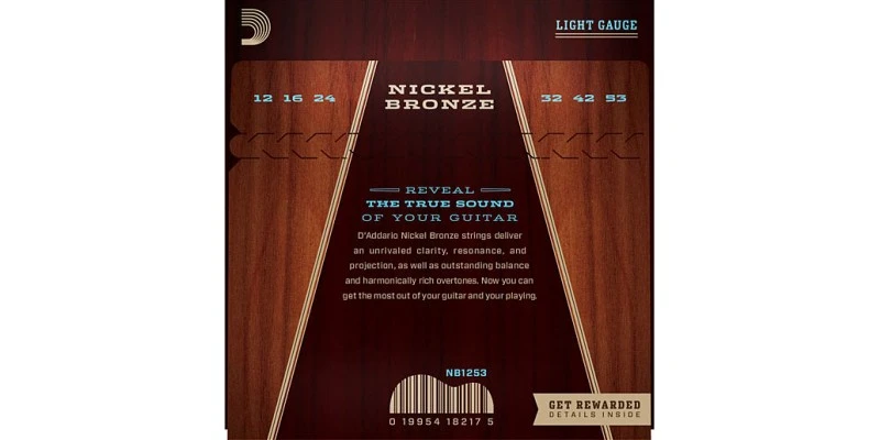 D'Addario Nickel Bronze Wound NB1253 Acoustic Strings 12-53 - Image 2
