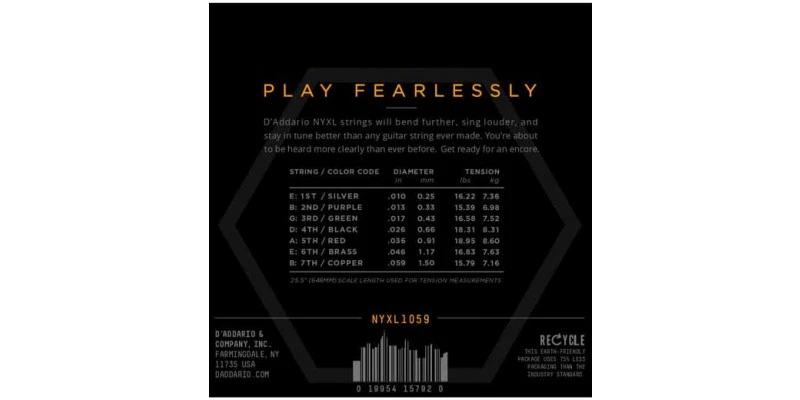 D'Addario NYXL1059 Set Of 7 Guitar Strings - Image 2