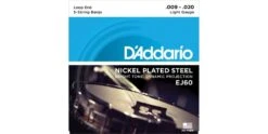 D'Addario EJ60 5-String Banjo, Nickel, Light, 9-20 Strings