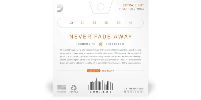 D'Addario XSAPB1047 XS Phosphor Bronze Acoustic Guitar Strings Extra Light 10-47 - Image 3