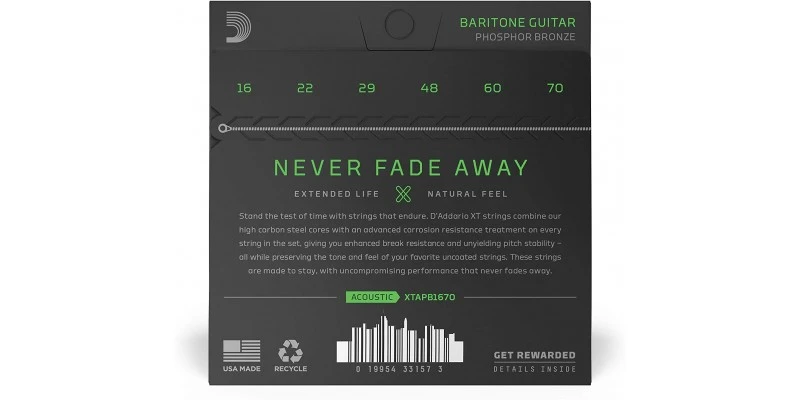 D’Addario XTAPB1670 XT Phosphor Bronze Baritone Acoustic Guitar Strings 16-70 - Image 2