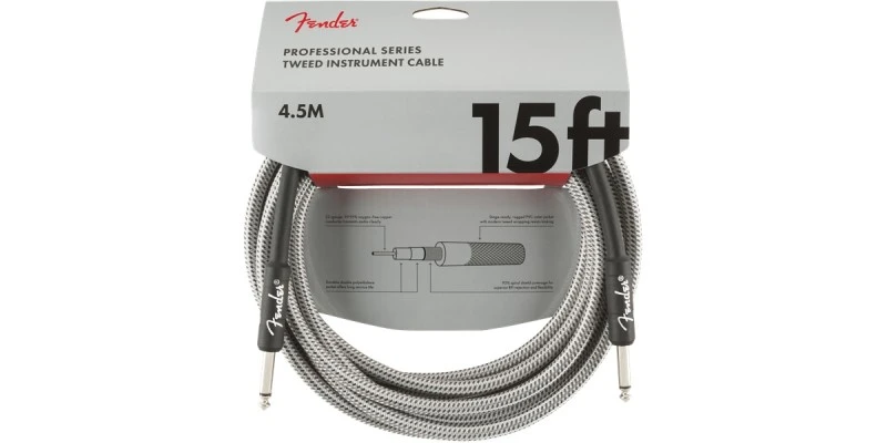Fender Professional Series Instrument Cable 15 Foot White Tweed