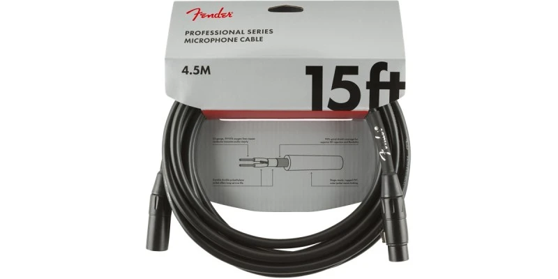 Fender Professional Series Microphone Cable 15 Foot Black