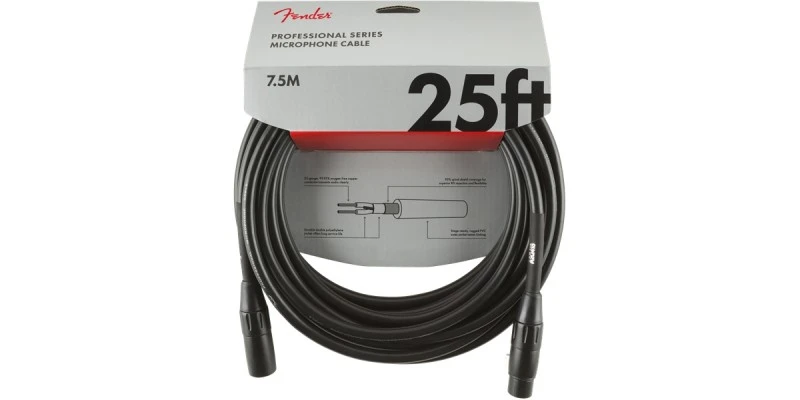 Fender Professional Series Microphone Cable 25 Foot Black - Image 3