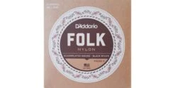 D'Addario EJ32 Folk Nylon, Ball End, Silver Wound/Black Nylon Trebles