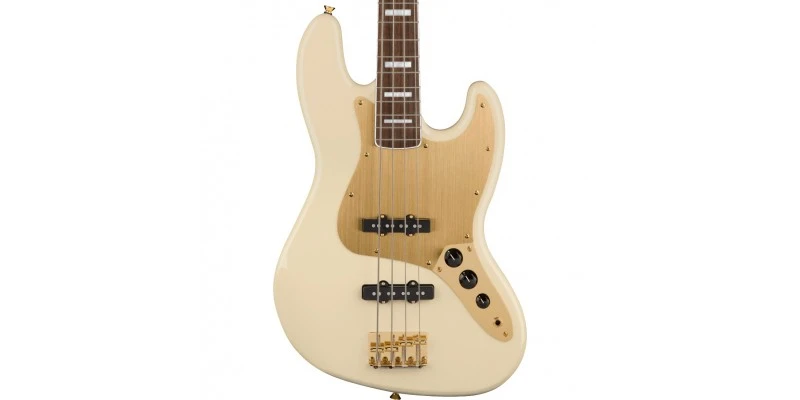 Squier 40th Anniversary Jazz Bass Gold Edition Olympic White - Image 2