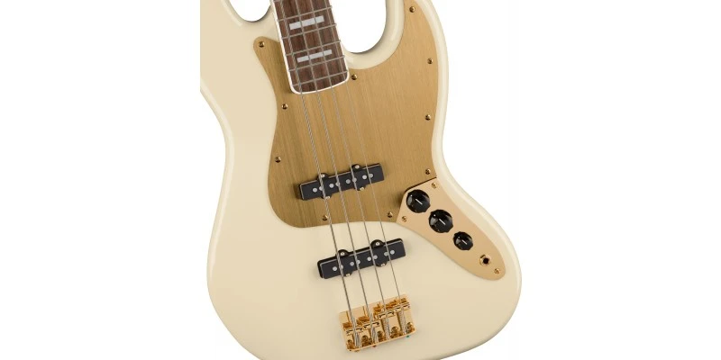 Squier 40th Anniversary Jazz Bass Gold Edition Olympic White - Image 4